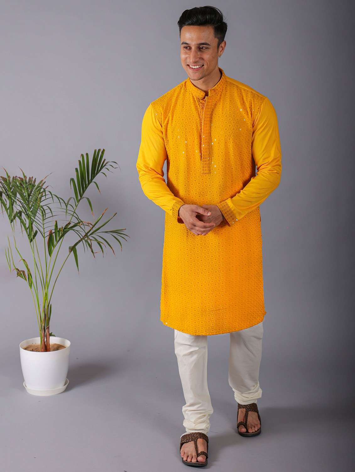 men's self designed kurta pyjama set