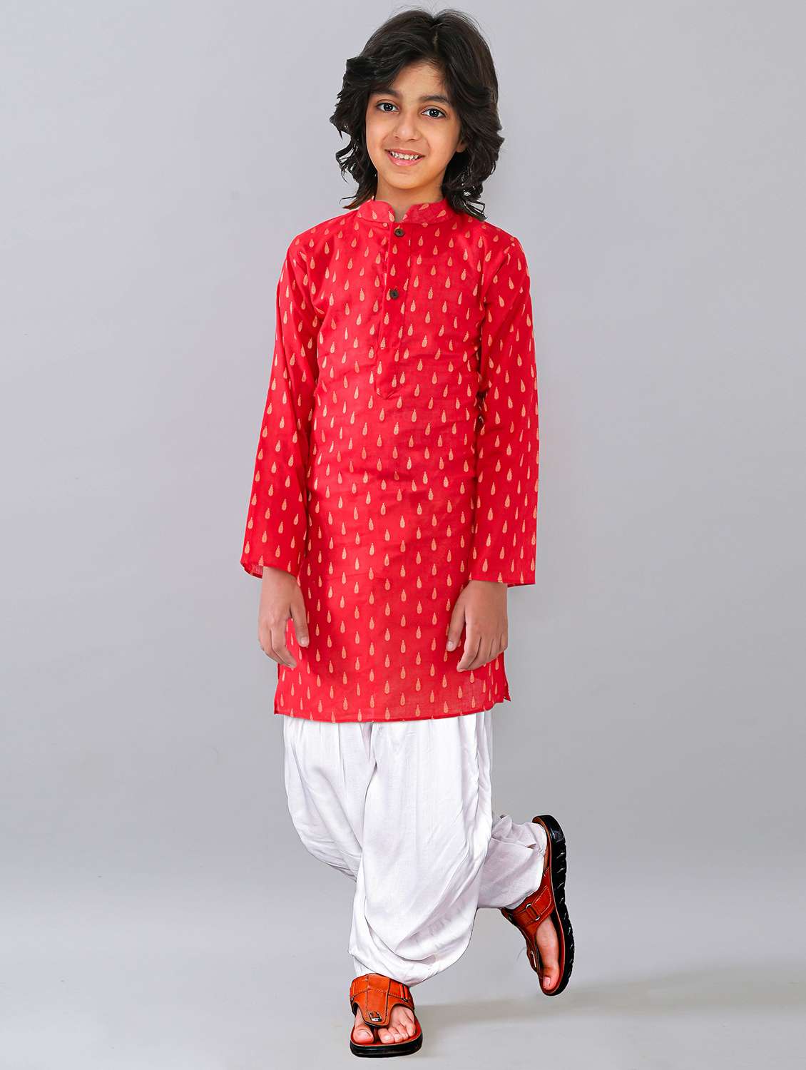 boys printed cotton kurta salwar set 