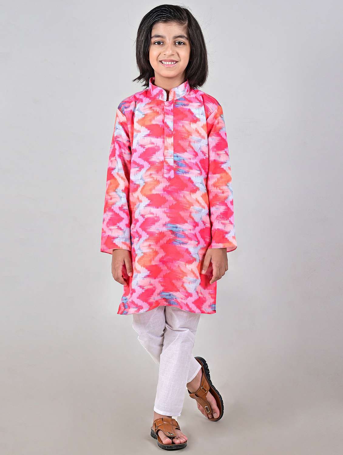 boys printed cotton kurta pyjama set