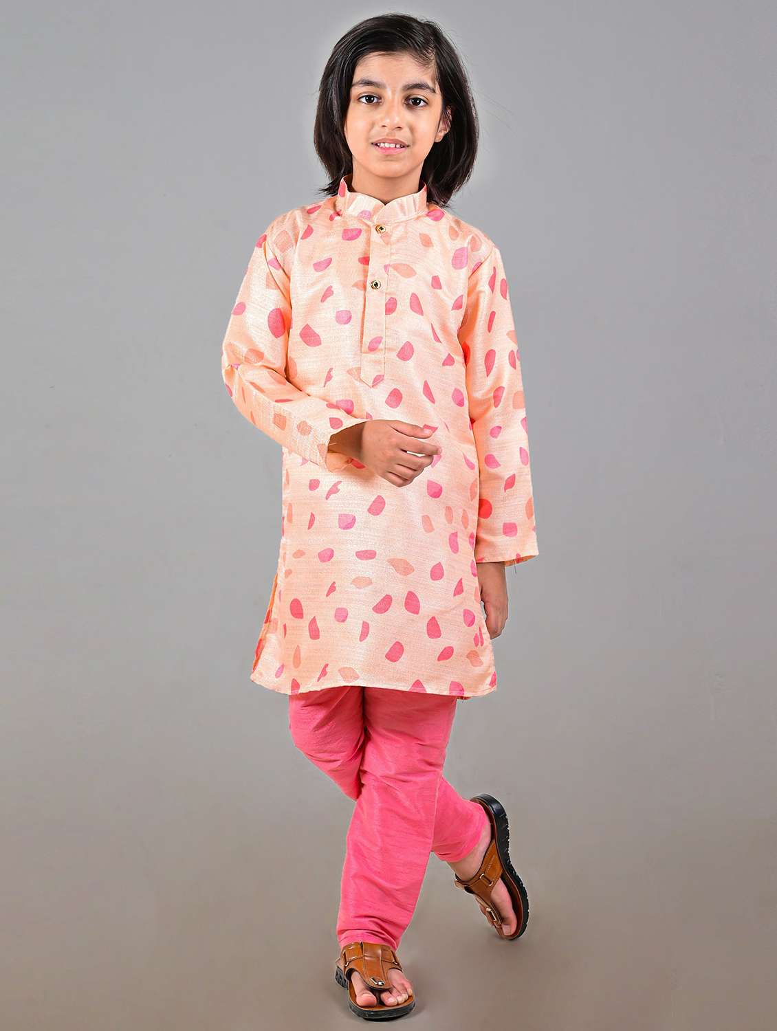 boys printed cotton kurta pyjama set