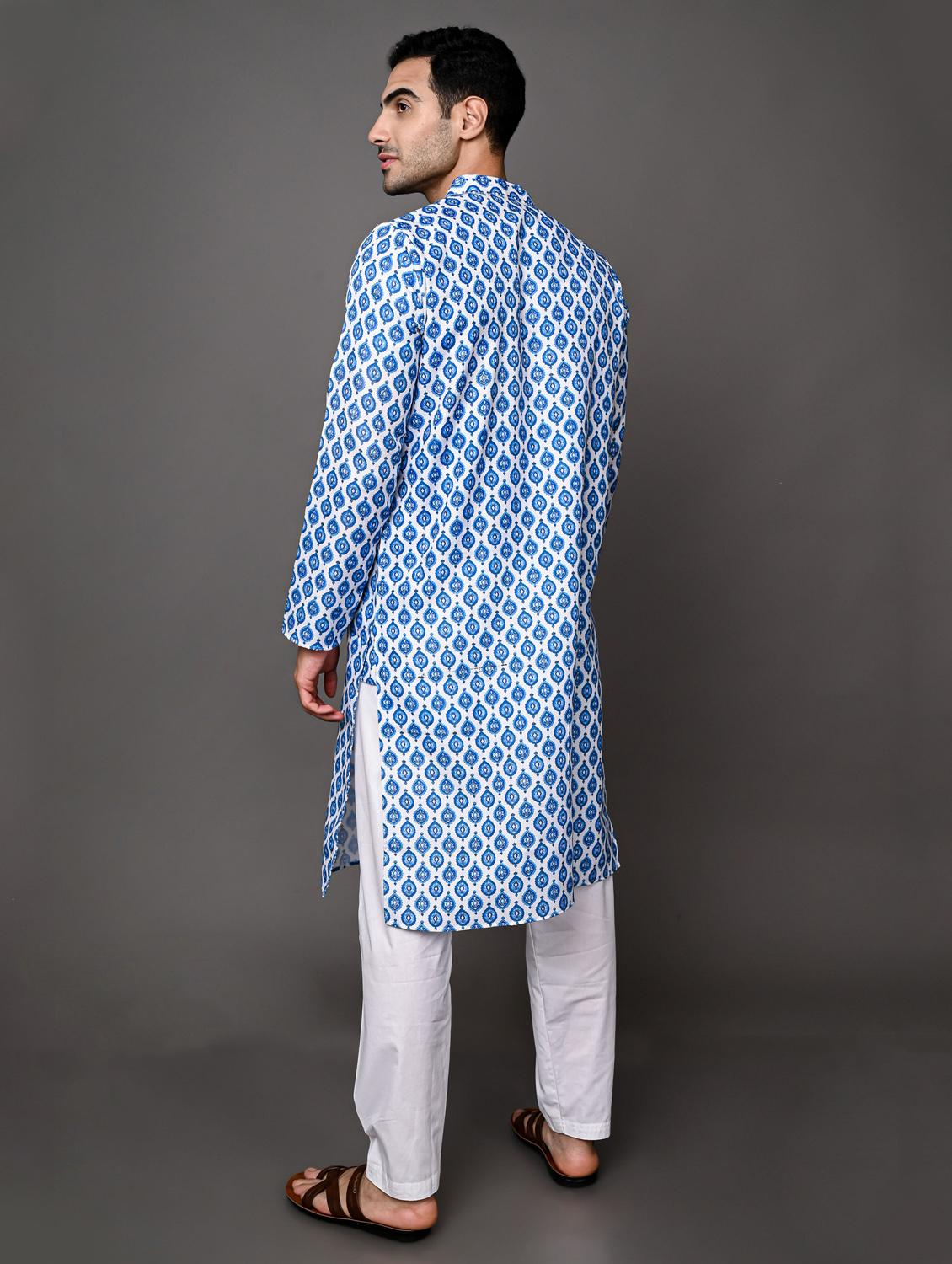 men mandarin neck long sleeve kurta - 20943645 - Standard Image - 2
