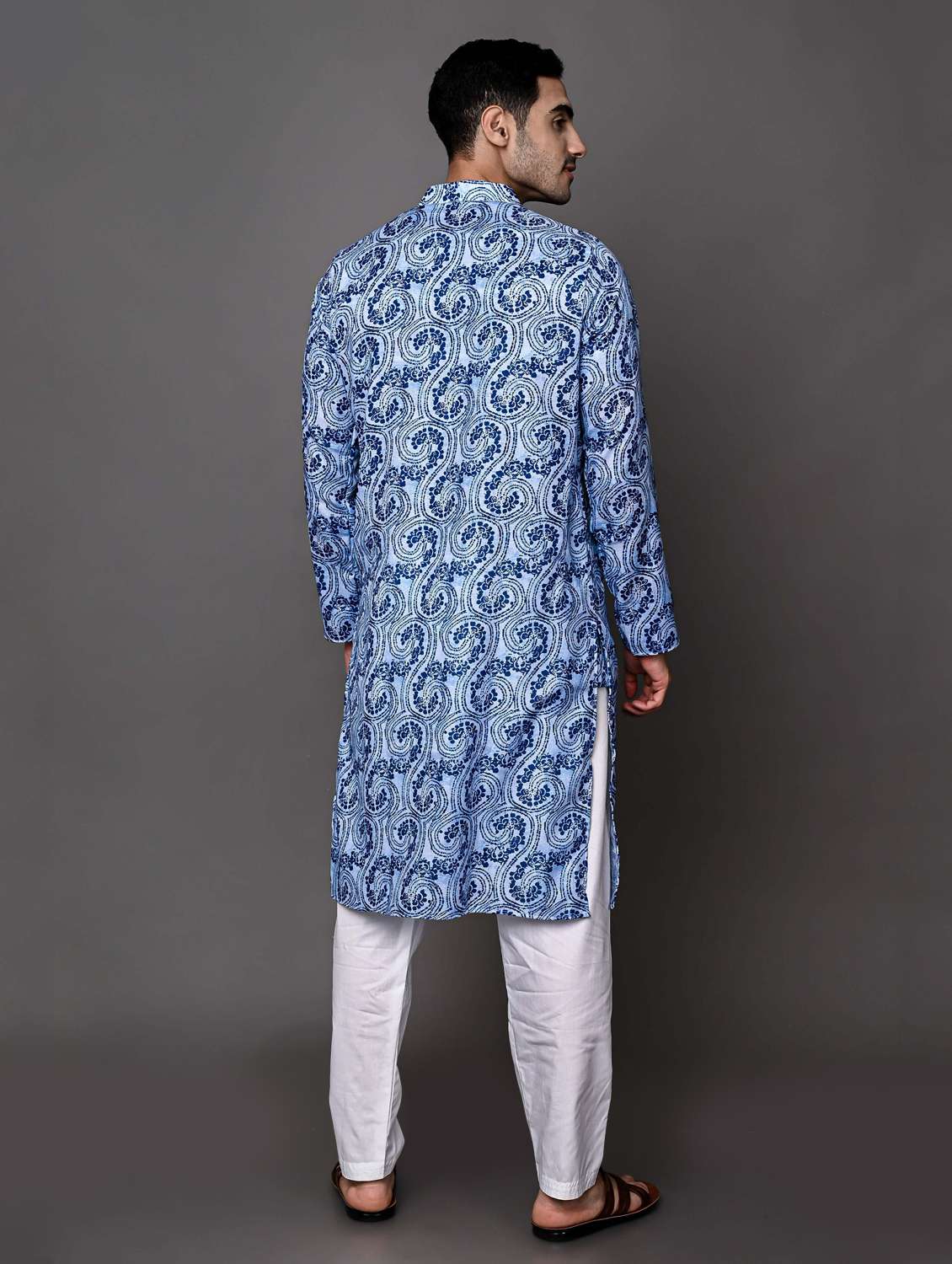 men mandarin neck long sleeve kurta - 20943655 -  Standard Image - 2