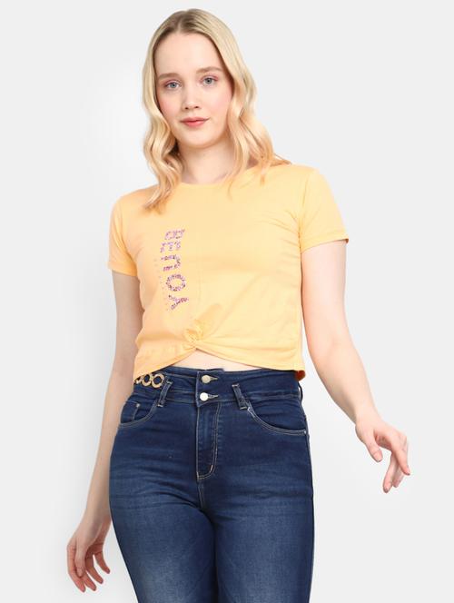 orange cotton typography t-shirt - 20944620 - Standard Image - 0