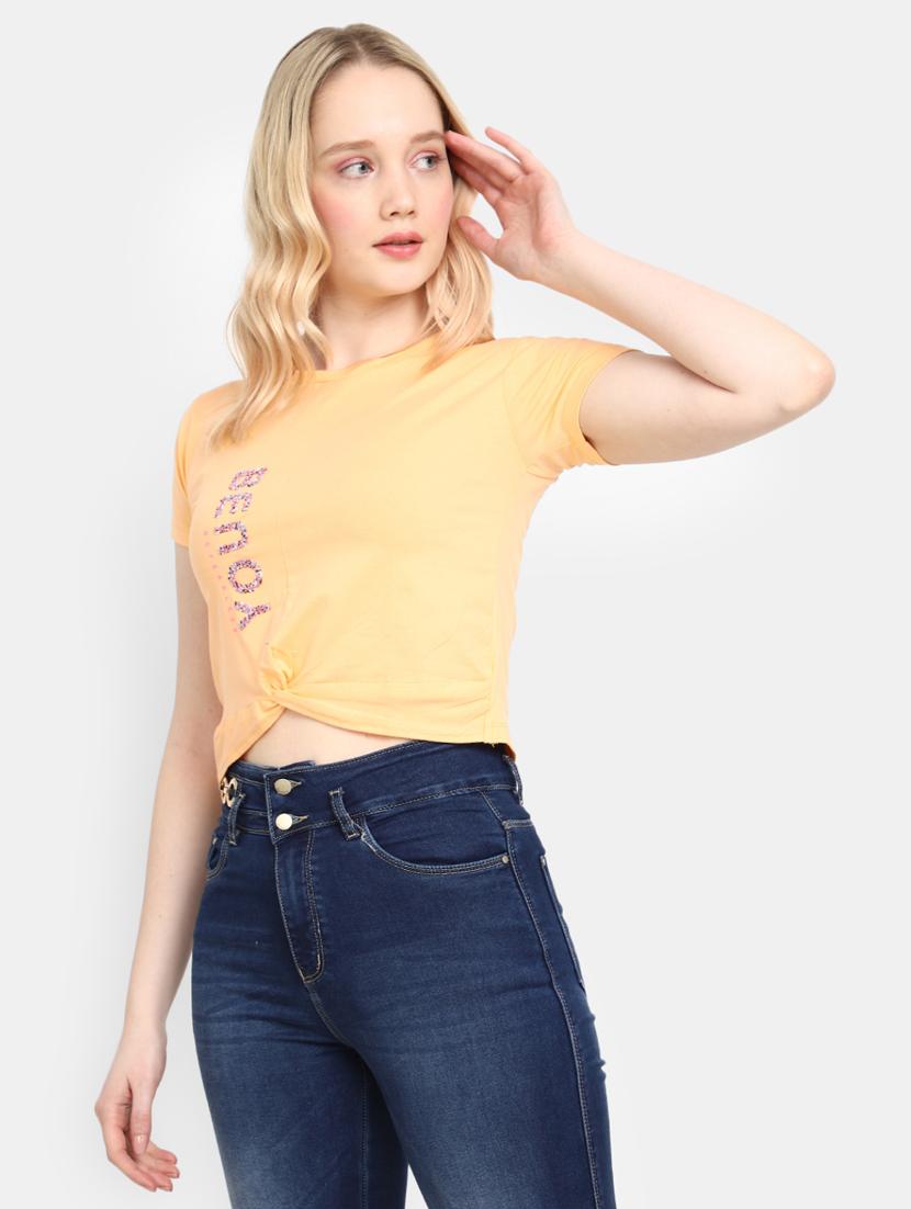 orange cotton typography t-shirt - 20944620 - Standard Image - 2