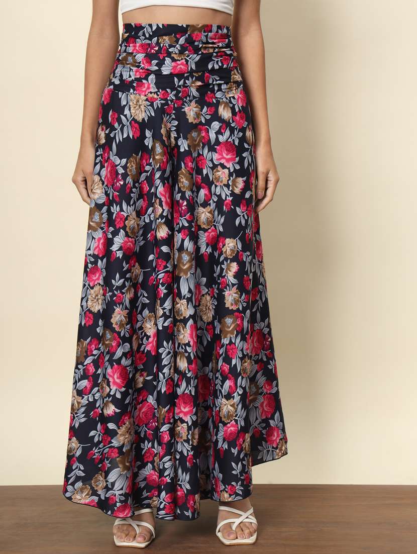 women floral print flared palazzo