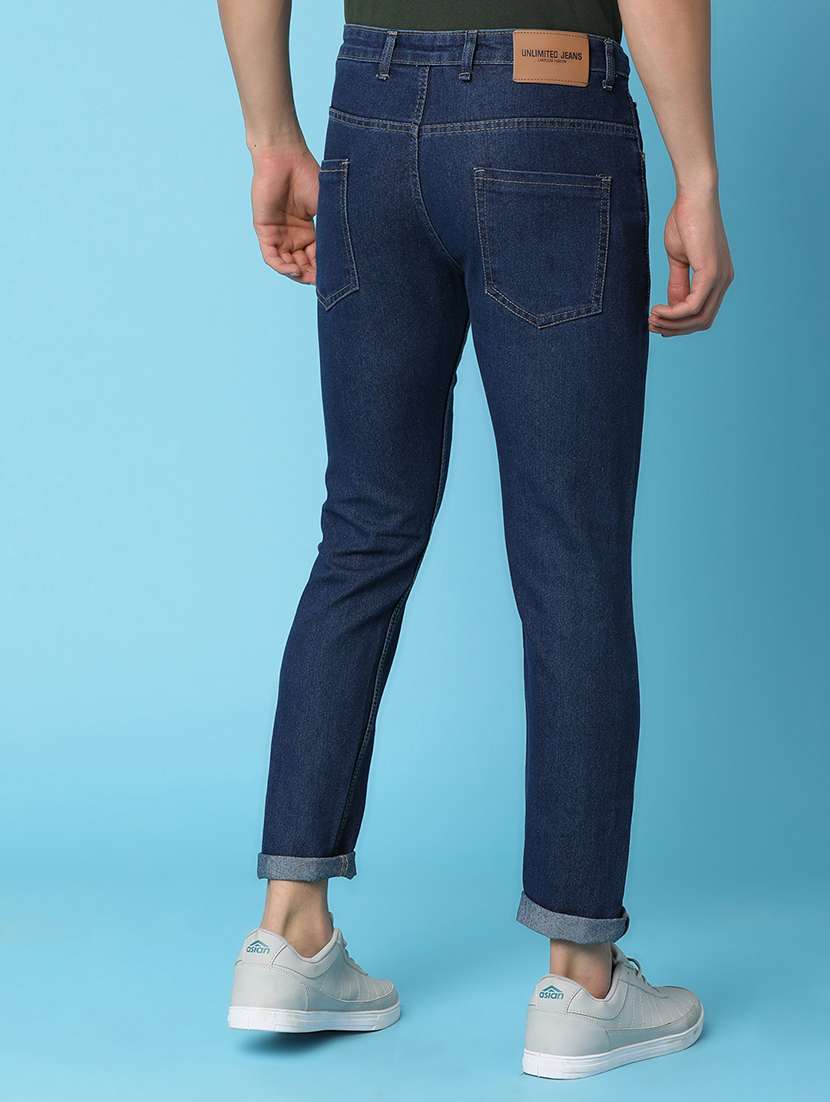 men solid navy blue slim fit jeans - 20944989 -  Standard Image - 2