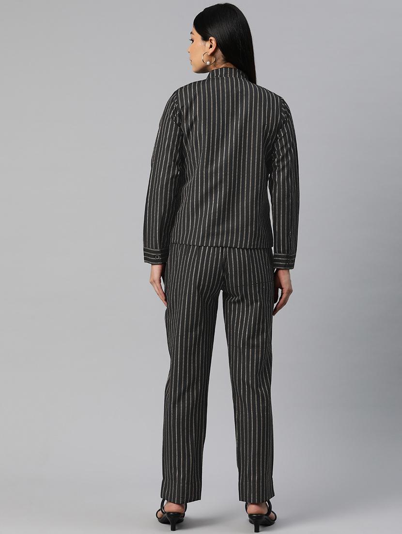 women black stripes formal suit set - 20945239 - Standard Image - 2