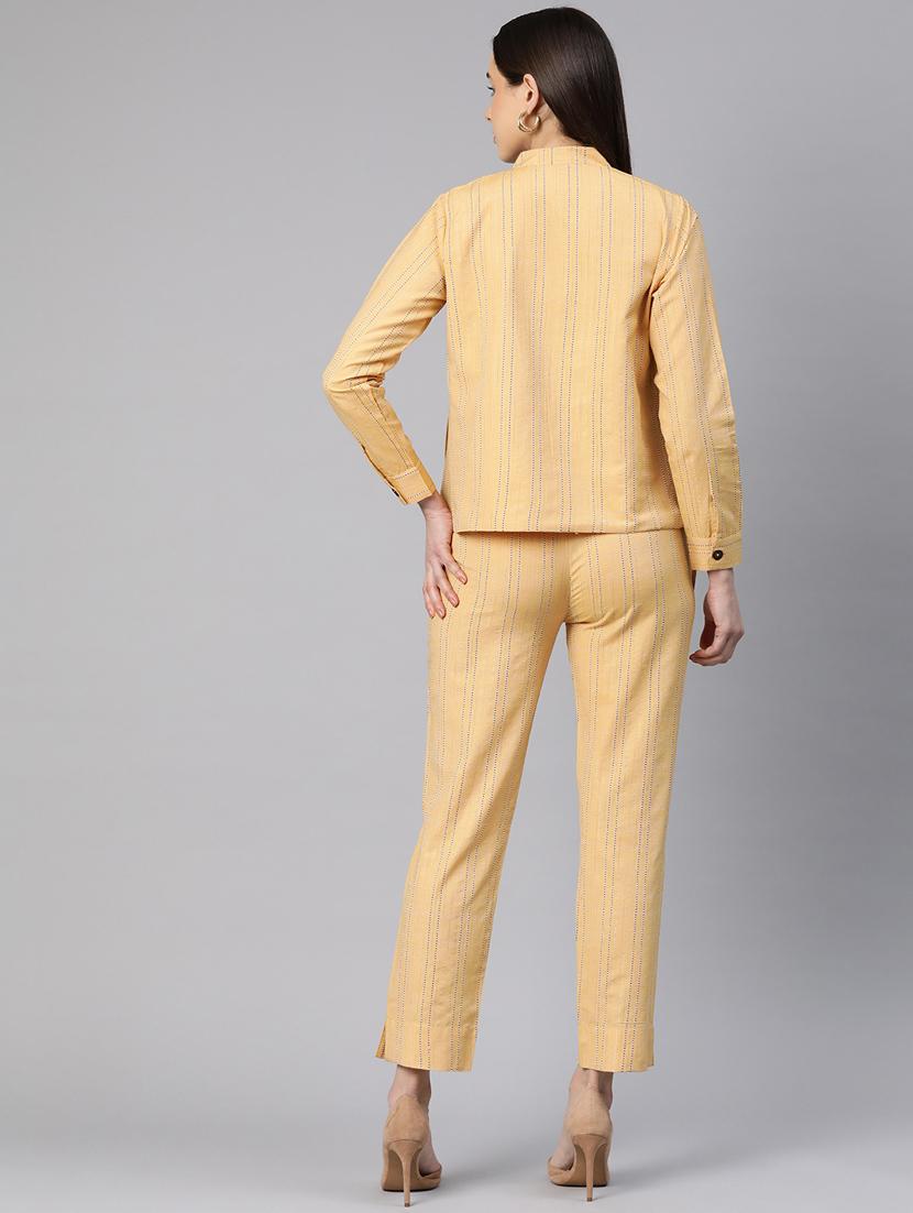 women yellow stripes formal suit set - 20945240 - Standard Image - 2