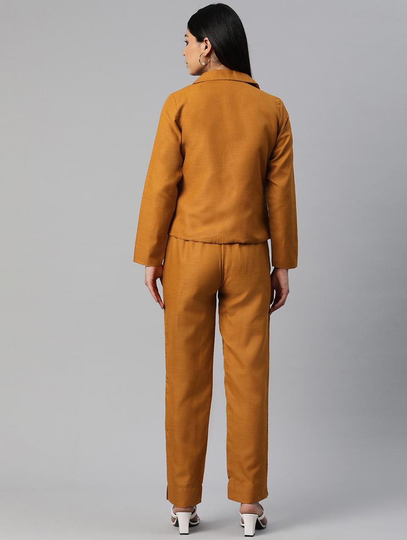 women mustard solid formal suit set - 20945244 - Standard Image - 2