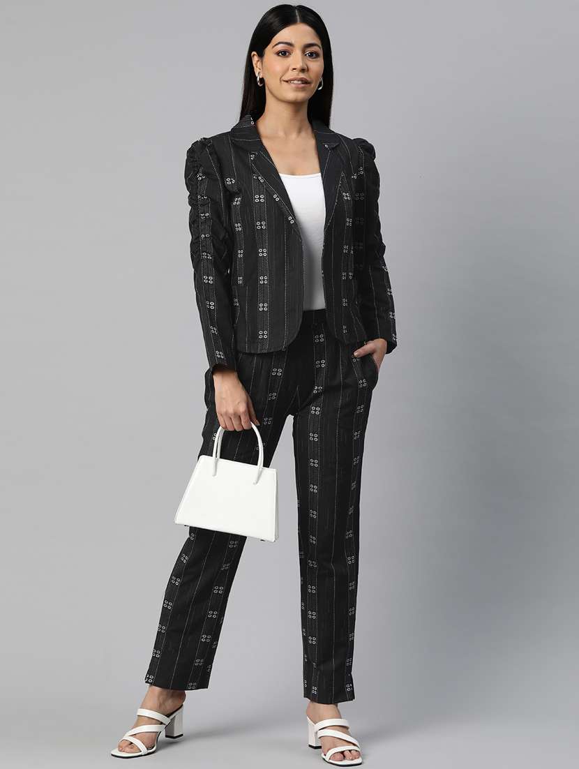 women black stripes formal suit set
