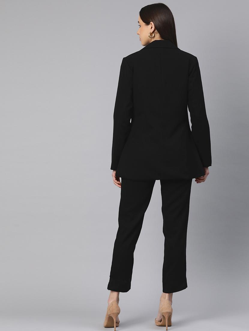 women black solid formal suit set - 20945250 - Standard Image - 2