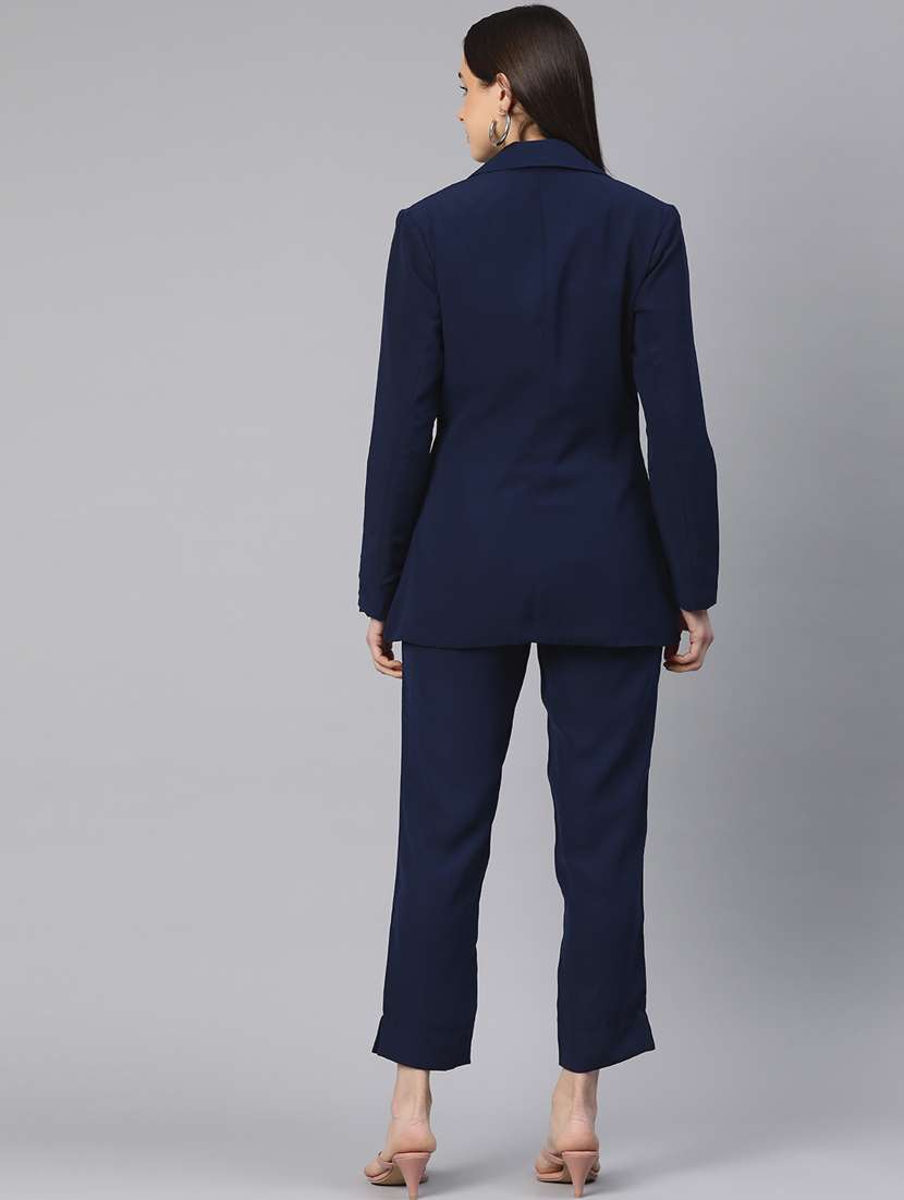 women navy blue solid formal suit set - 20945253 -  Standard Image - 2