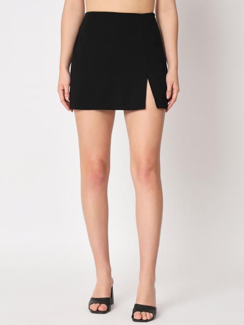 women black solid skorts - 20945409 - Standard Image - 0