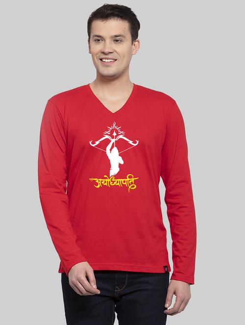 red cotton chest print tshirt - 20945428 -  Standard Image - 0