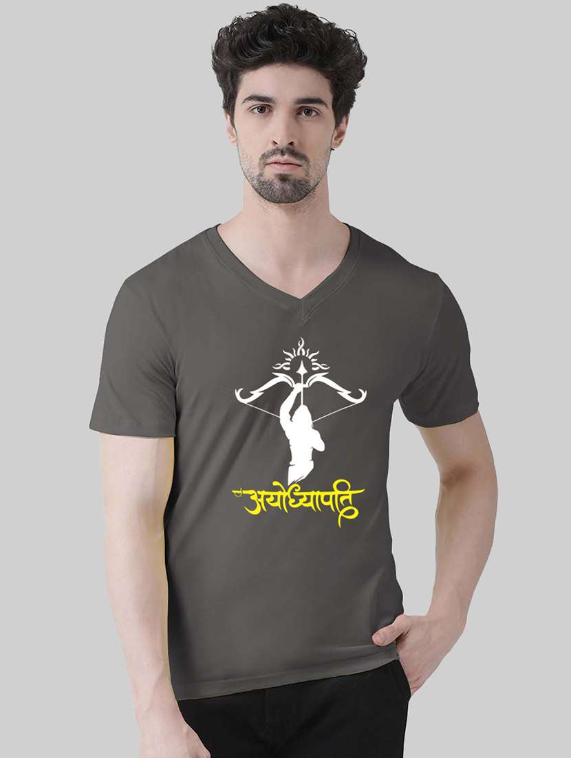 men v-neck front print t-shirt - 20945440 - Zoom Image - 0