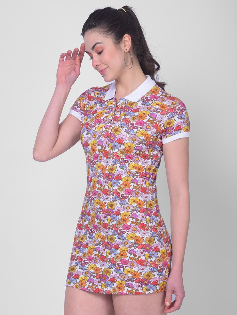 women floral print collared bodycon dress - 20946288 - Standard Image - 2