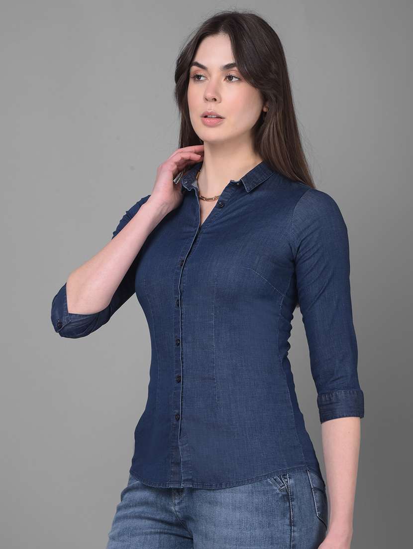 navy blue cotton plain shirt