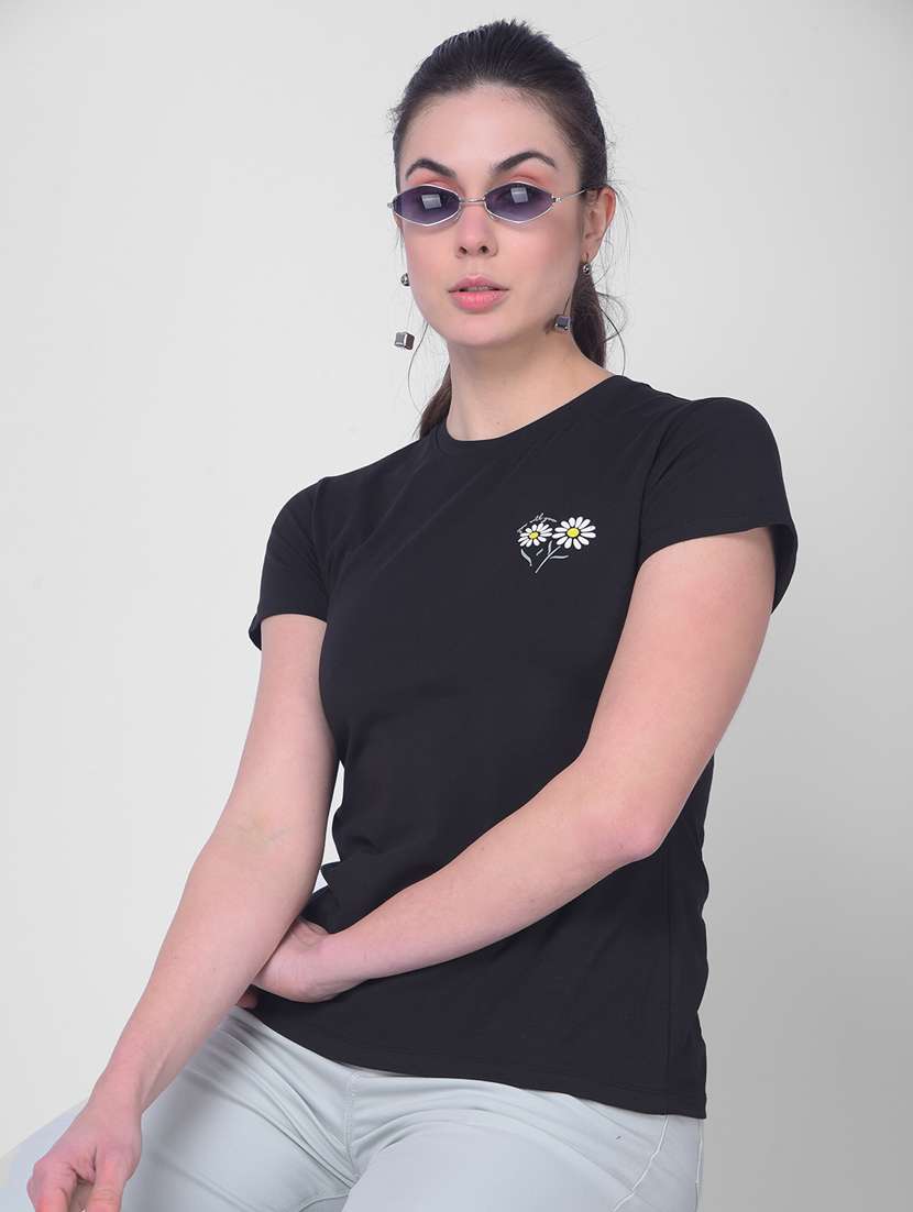 women placement print cotton t-shirt