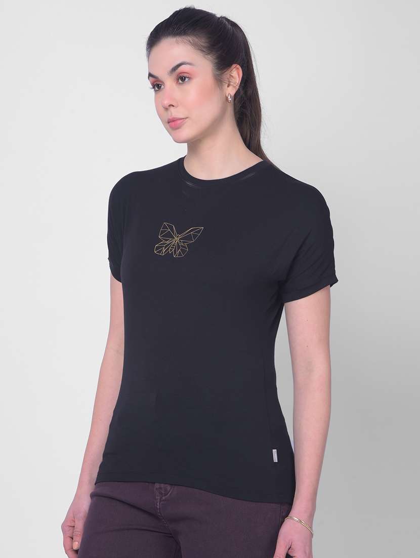 black cotton printed t-shirt - 20946351 -  Standard Image - 2