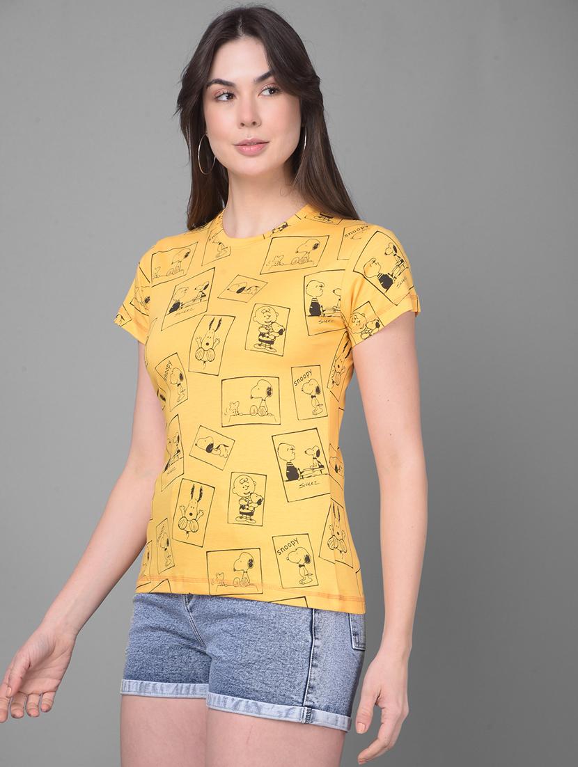 yellow cotton printed t-shirt - 20946362 - Zoom Image - 0