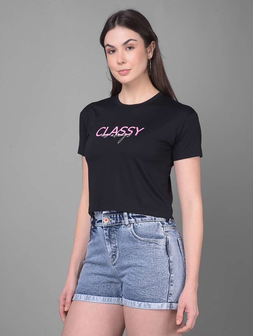 black cotton crop tshirt
