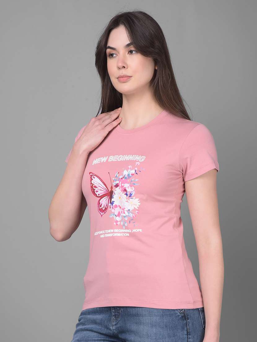 women front print cotton t-shirt