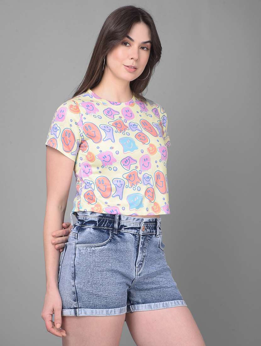 Women Printed Cotton Crop T-shirt - 20946372 -  Standard Image - 2