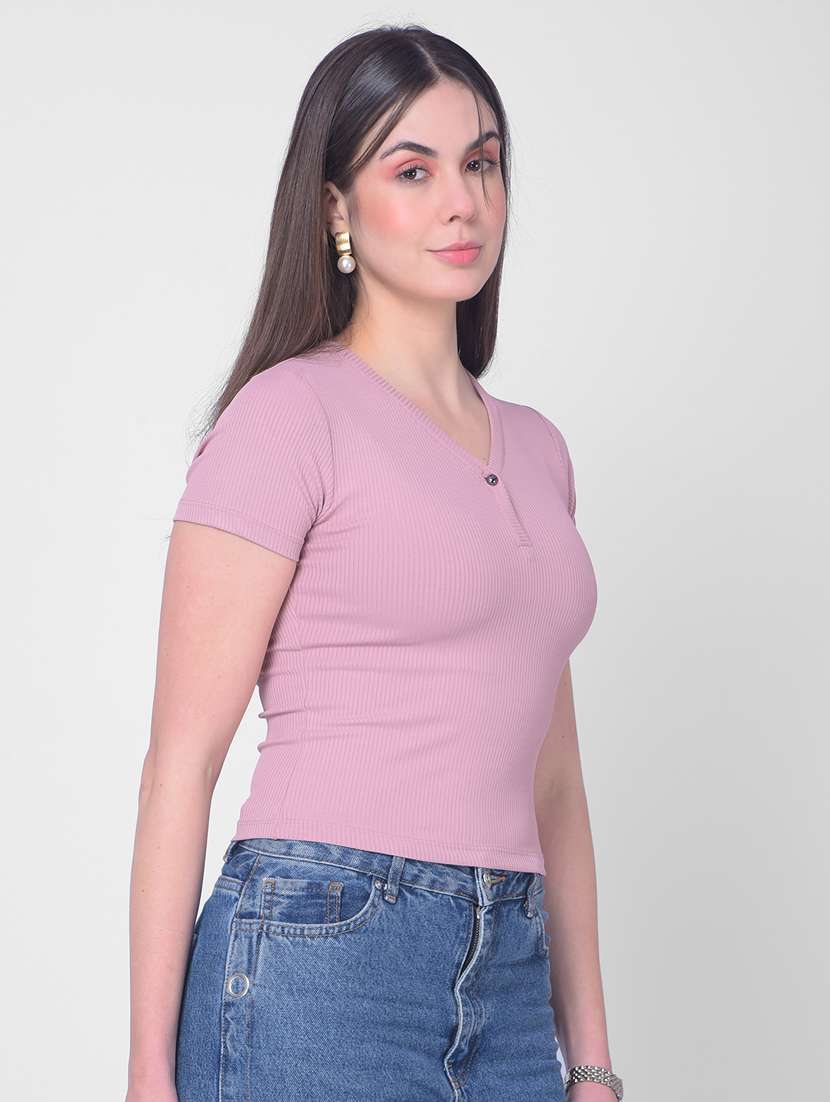 women solid cotton crop t-shirt - 20946377 -  Standard Image - 2