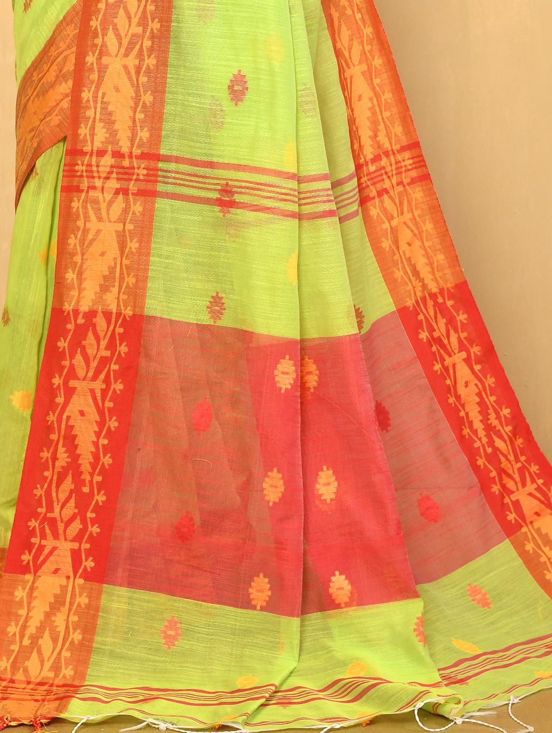 lime green handloom saree - 20946419 - Standard Image - 2
