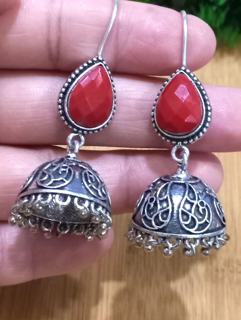 stylish oxidised silver plated ghungroo jhumka earrings - 20946441 - Standard Image - 2