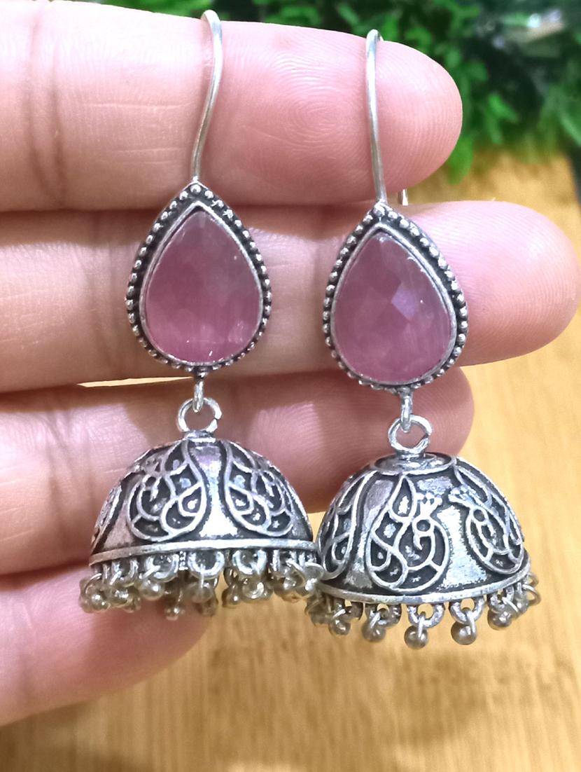 stylish oxidised silver plated ghungroo jhumka earrings - 20946442 - Standard Image - 2