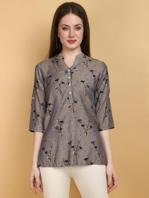 women grey printed regular top - 20946542 - Standard Image - 0
