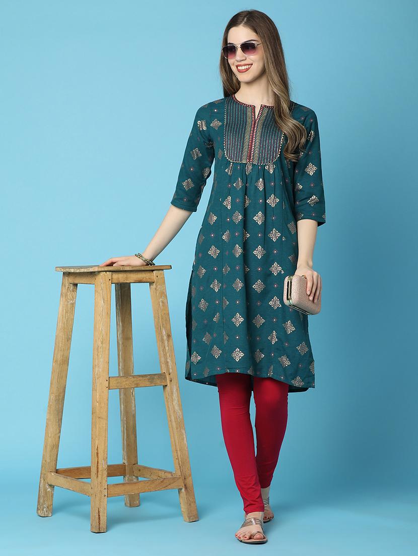 women three quarter sleeve a-line kurta - 20946552 -  Zoom Image - 0