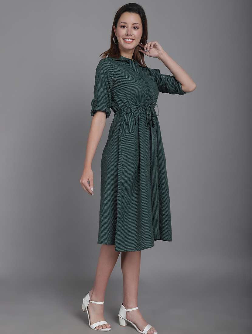 green striped detailed midi dress - 20947294 -  Standard Image - 2
