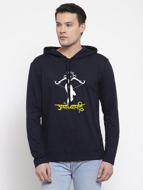 navy blue cotton chest print sweatshirt - 20947310 - Standard Image - 0