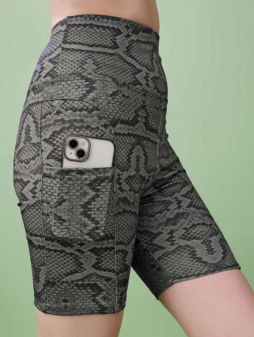 women printed high rise active wear short - 20947478 -  Standard Image - 2