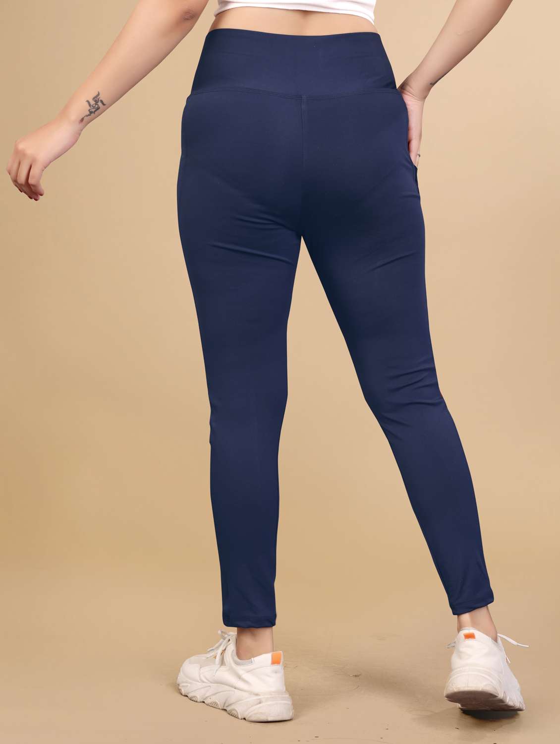 women navy blue ankle length tight - 20947483 -  Standard Image - 2