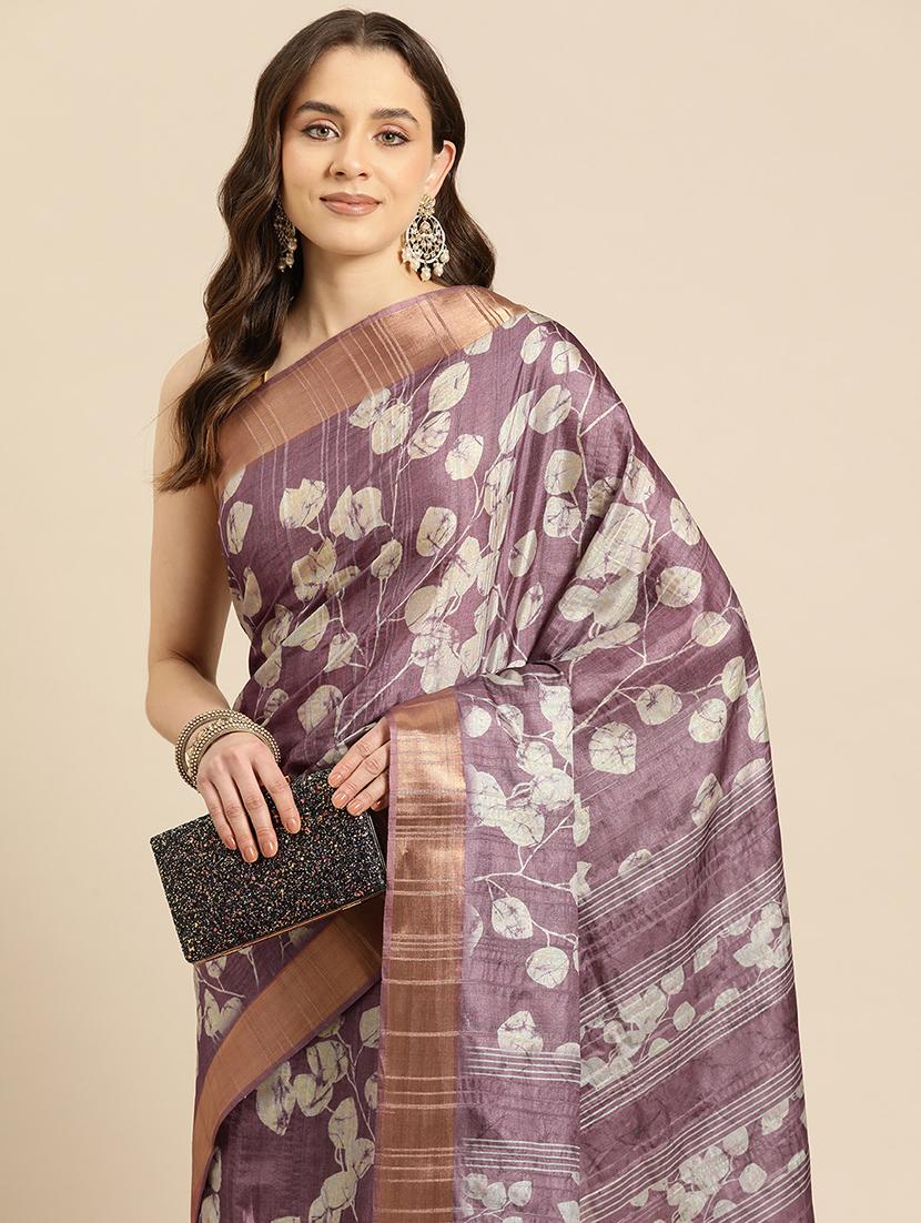 lavender printed saree - 20947833 - Standard Image - 2