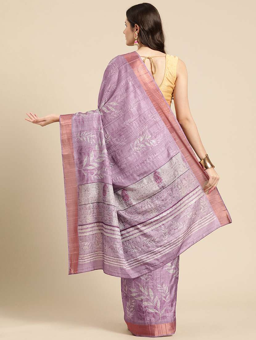 lavender silk printed saree - 20947837 - Standard Image - 2