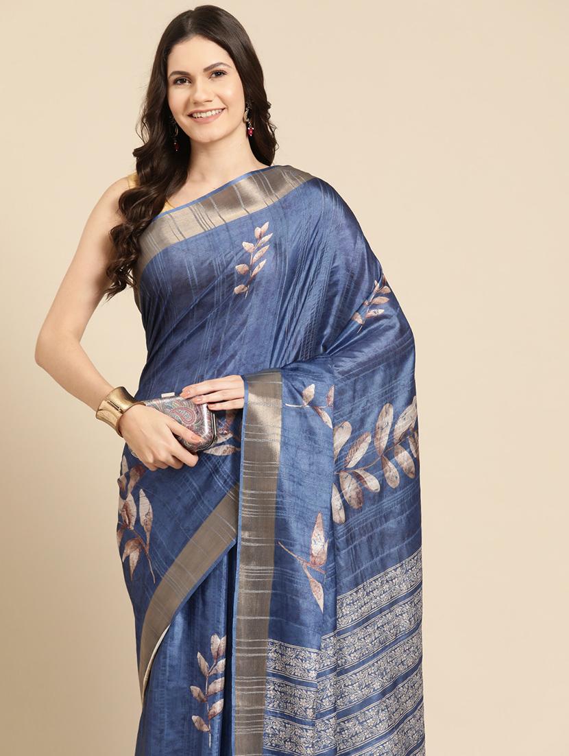 blue silk printed saree - 20947843 - Standard Image - 2