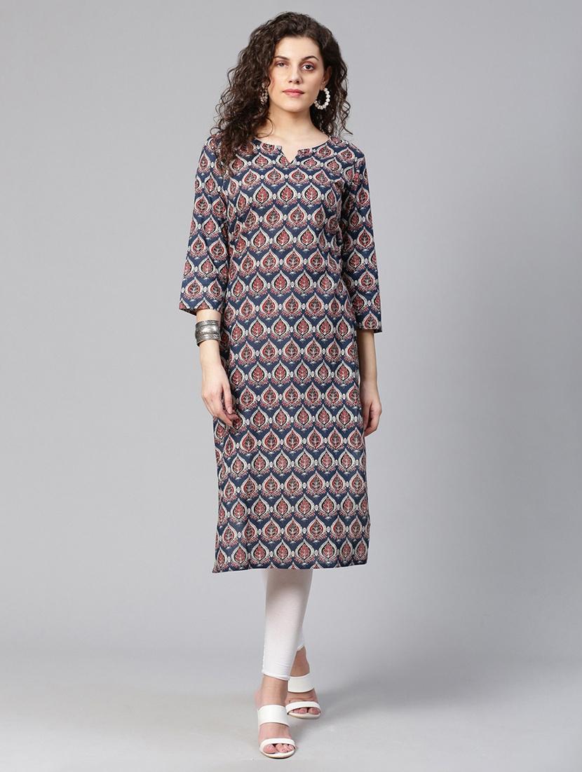 women three quarter sleeve straight kurta - 20947964 -  Zoom Image - 0