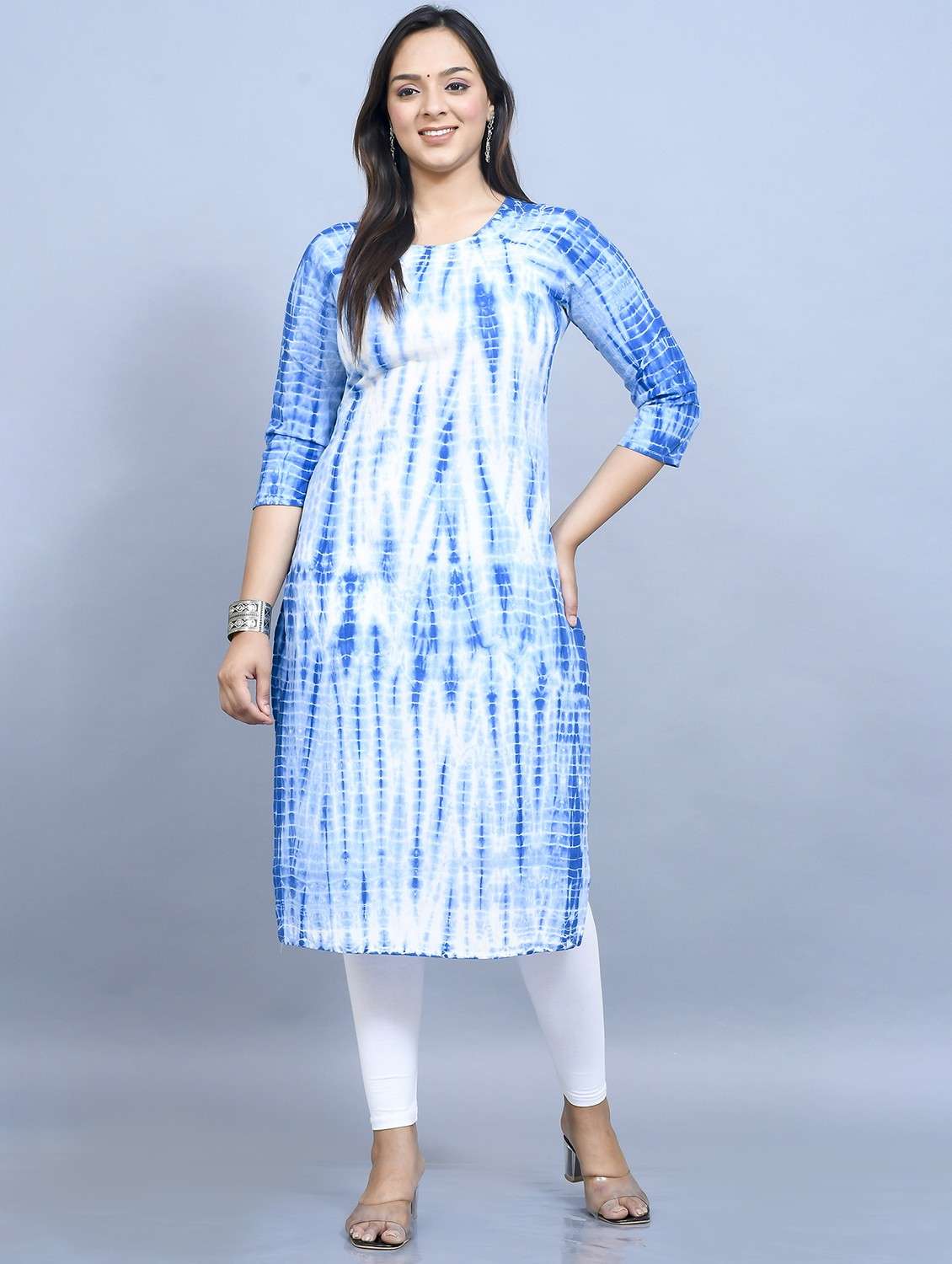 women shibori print cotton straight kurta