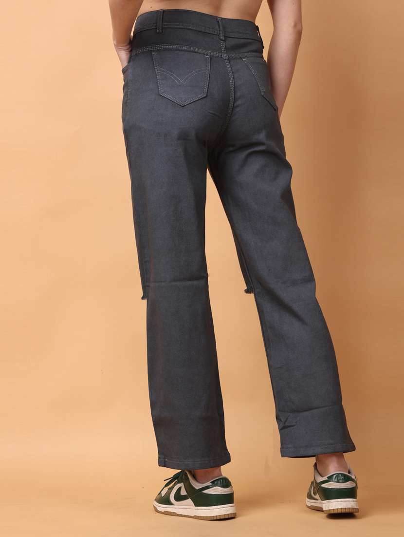 women plain slash knee jeans - 20948270 -  Standard Image - 2