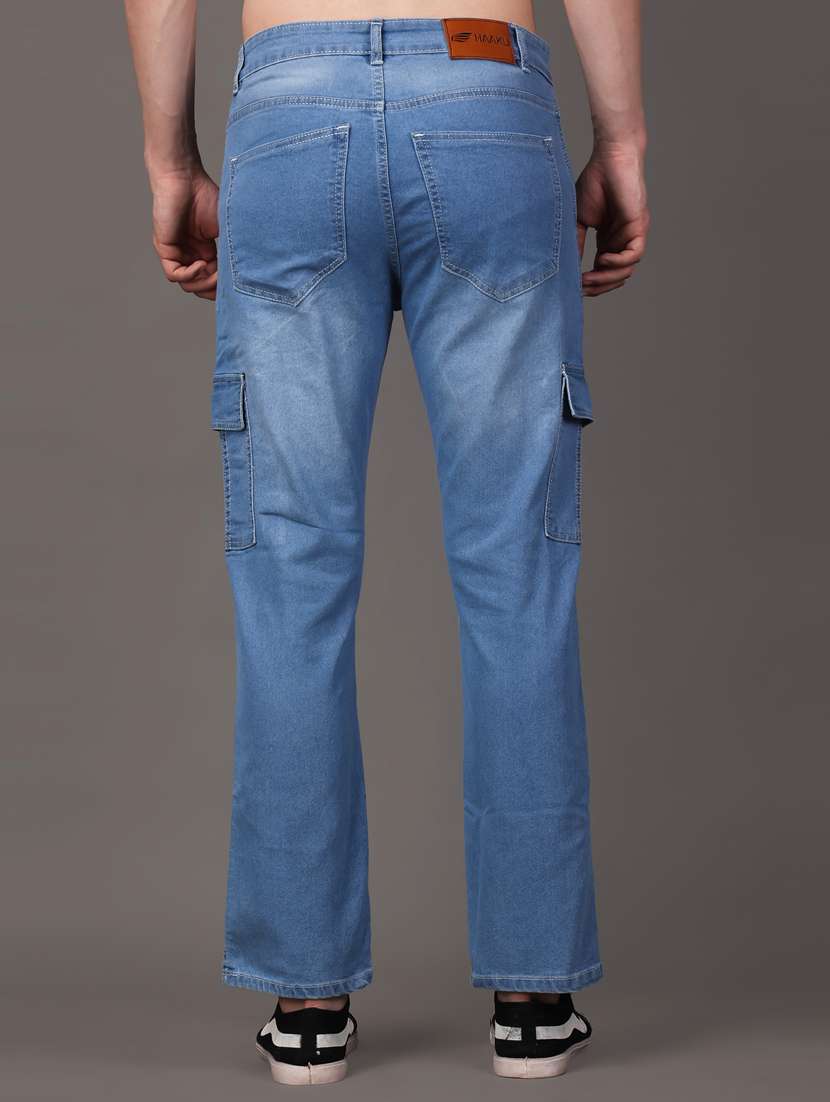 light blue cotton blend cargo jeans - 20948273 -  Standard Image - 2