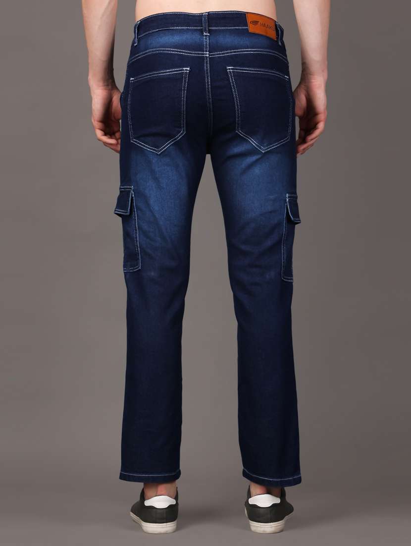 blue cotton blend cargo jeans - 20948275 -  Standard Image - 2