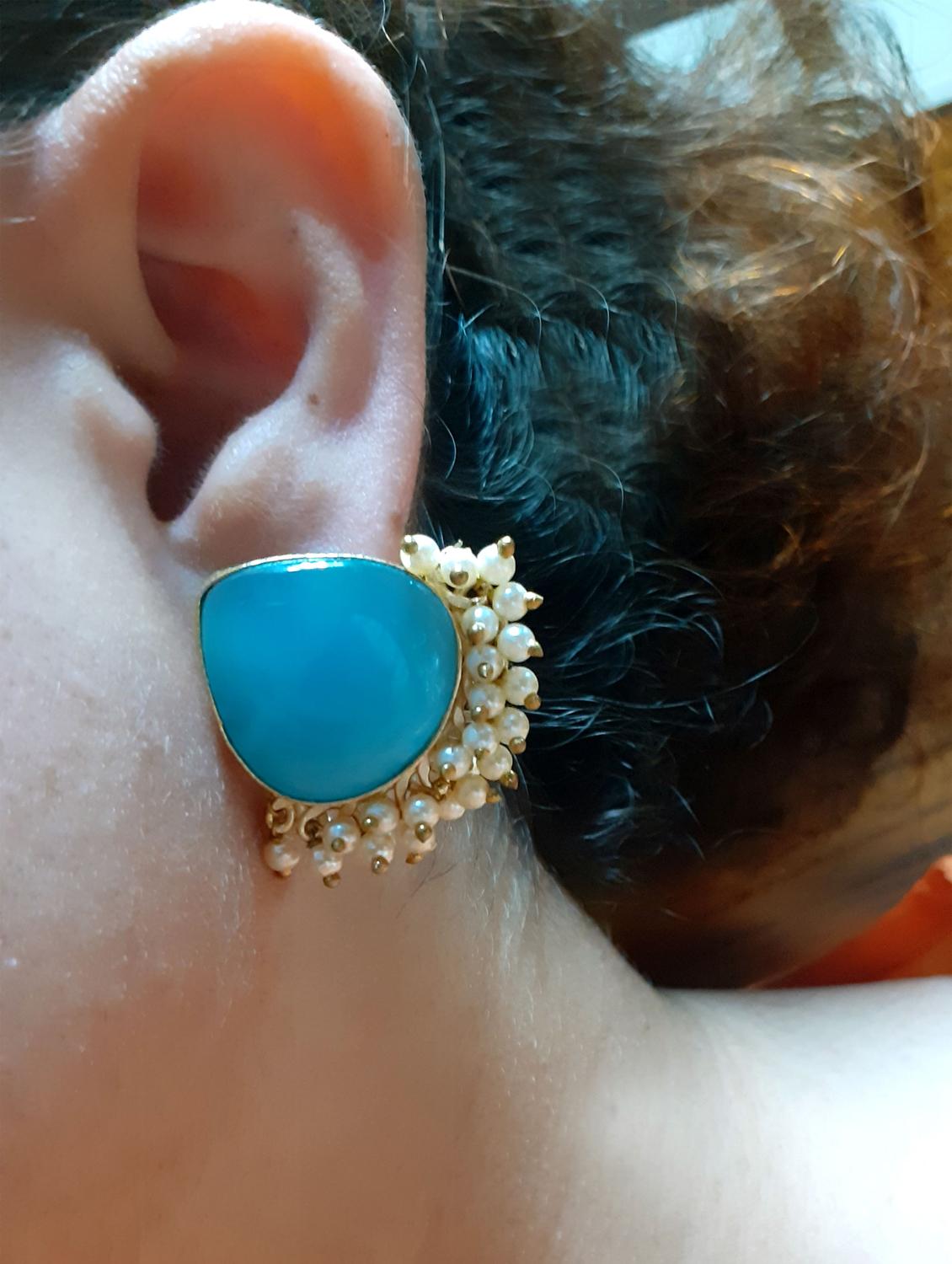 blue alloy studs earrings - 20948287 - Standard Image - 2
