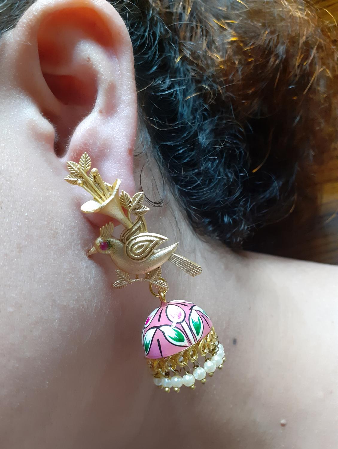 gold plated jhumka earrings - 20948295 - Standard Image - 2