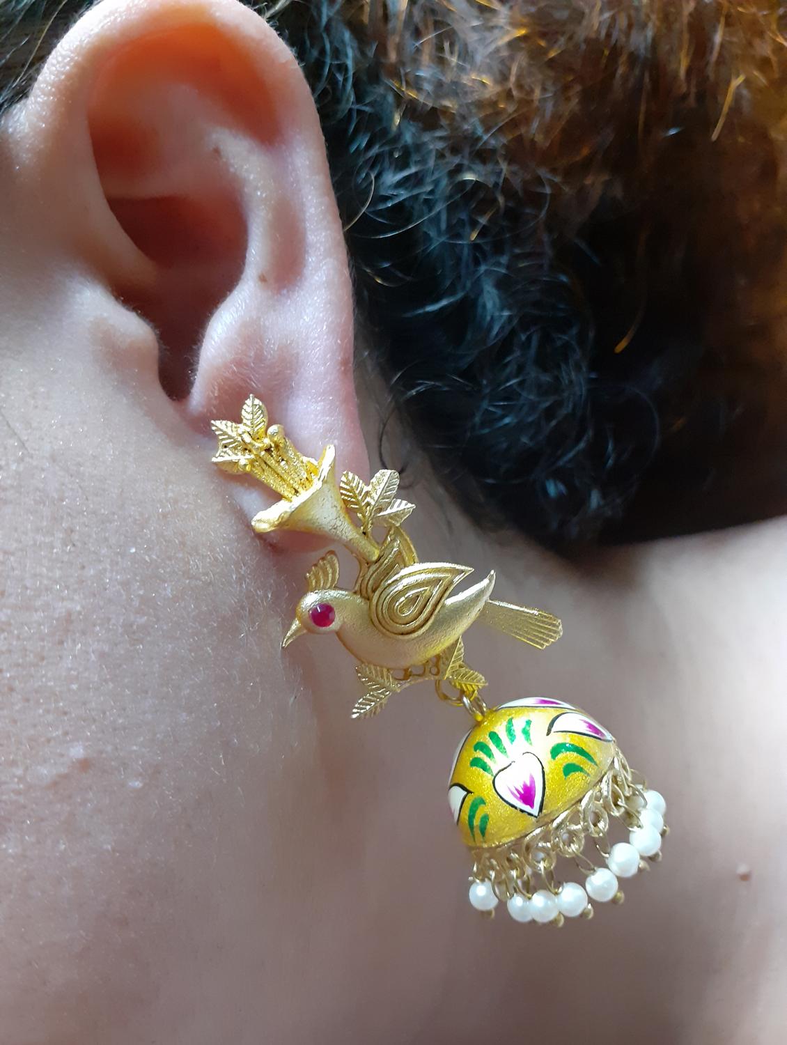 gold plated jhumka earrings - 20948300 - Standard Image - 2
