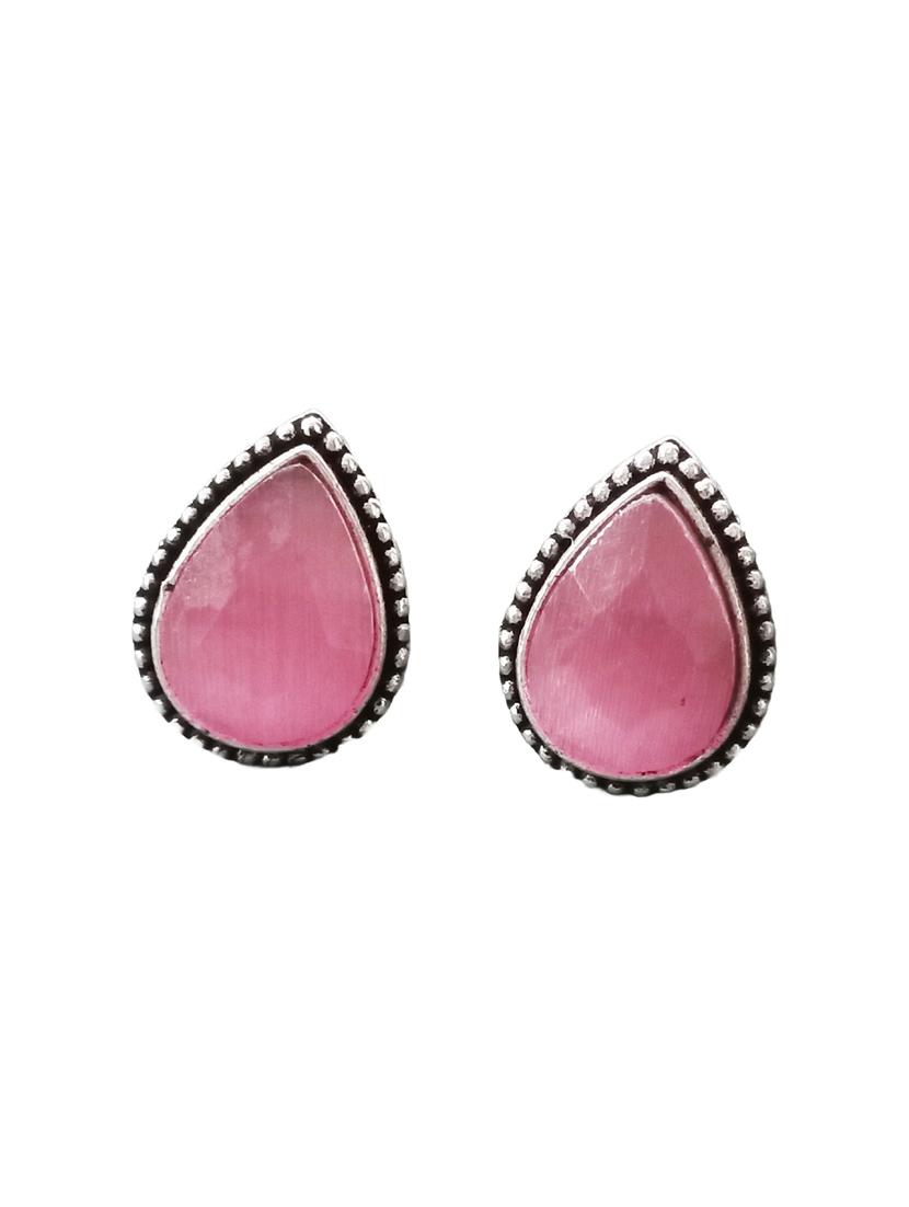 pink alloy studs earrings - 20948305 - Standard Image - 2