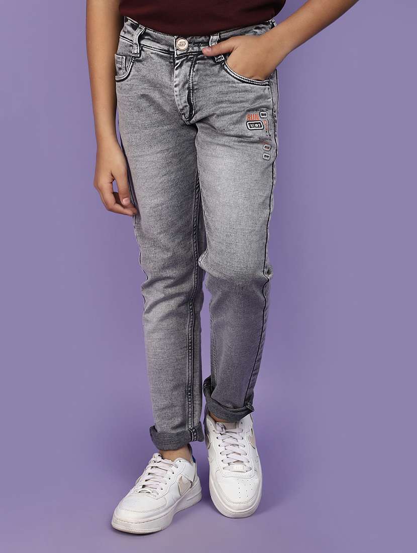 boys solid slim fit plain jean